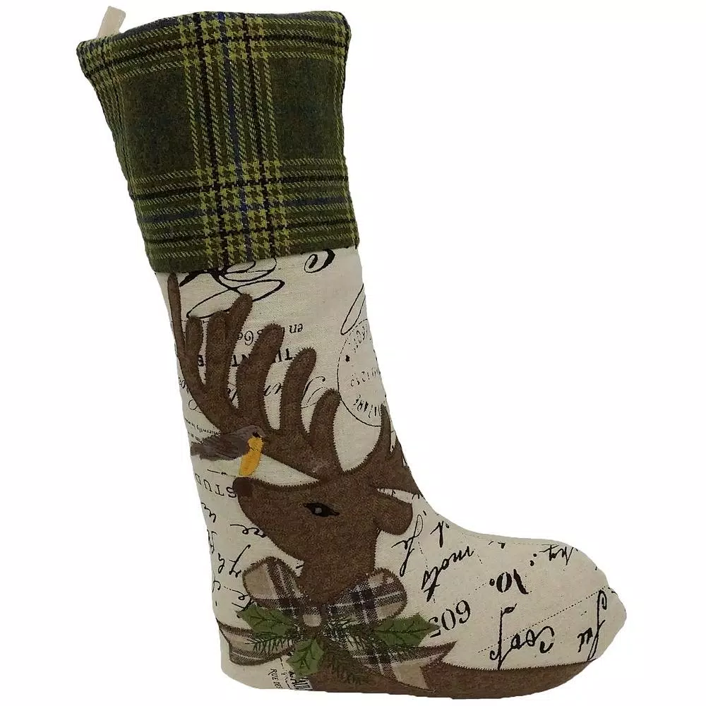 Manor Luxe Reindeer With Applique Suede 20 In. Easy Care Polyester Stocking 1 Manor Luxe Reindeer With Applique Suede 20 In. Easy Care Polyester Stocking