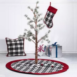 Glitzhome 20 In. L Black And White Plaid Fabric Christmas Stocking -Indoor-Christmas-Decorations Sales unnamed file 521