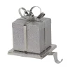 Northlight 6 In. Silver Glittered Gift Box Shaped Christmas Stocking Holder