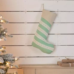 VHC Brands 20 In. Cotton And Felt Mint Margot Farmhouse Christmas Decor Stocking -Indoor-Christmas-Decorations Sales unnamed file 543