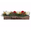 Flora Bunda 23 In. L Wood Happy Holidays Ledge Candle Holder With Pinecones And Berries