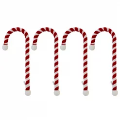 Haute Decor 9 In. Steel Core Red And White Candy Cane Stocking Holder (4-Pack)
