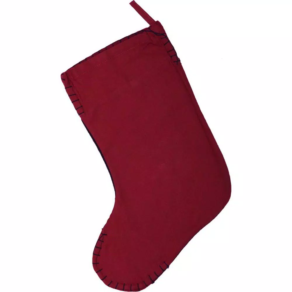 VHC Brands 15 In. Christmas Snowflake Coal Black Traditional Decor Embroidered Felt Stocking 2 VHC Brands 15 In. Christmas Snowflake Coal Black Traditional Decor Embroidered Felt Stocking - Image 2