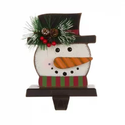 Glitzhome 6.50 In. H Wooden/Metal Snowman Head Stocking Holder