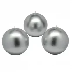 Zest Candle 3 In. Metallic Silver Ball Candles (6-Box)