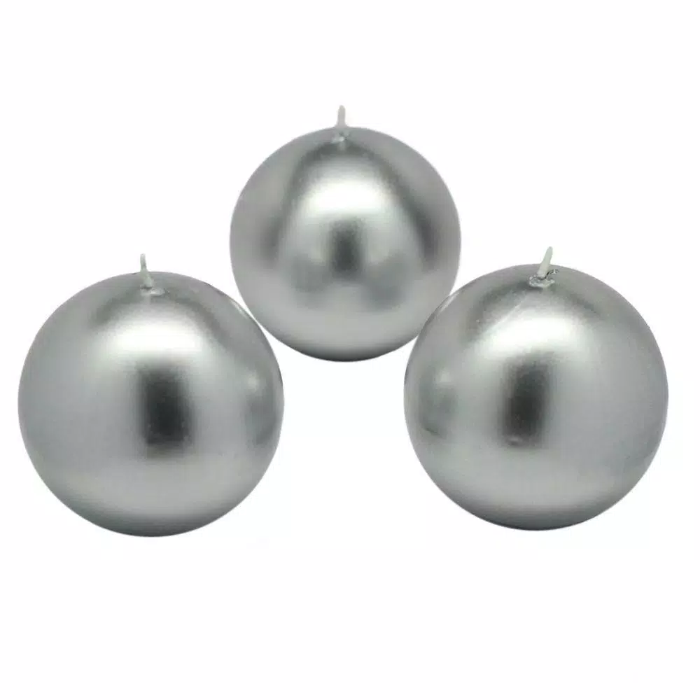 Zest Candle 3 In. Metallic Silver Ball Candles (6-Box) 1 Zest Candle 3 In. Metallic Silver Ball Candles (6-Box)