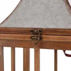 Glitzhome Brown Christmas Farmhouse Wood/Metal Lanterns (Set Of 2) -Indoor-Christmas-Decorations Sales unnamed file 672