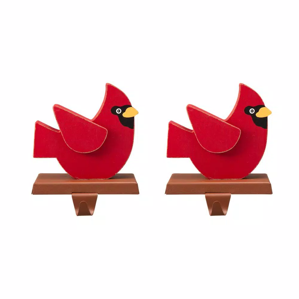 Glitzhome Wooden/Metal Cardinal Stocking Holder (2-Pack) 1 Glitzhome Wooden/Metal Cardinal Stocking Holder (2-Pack)