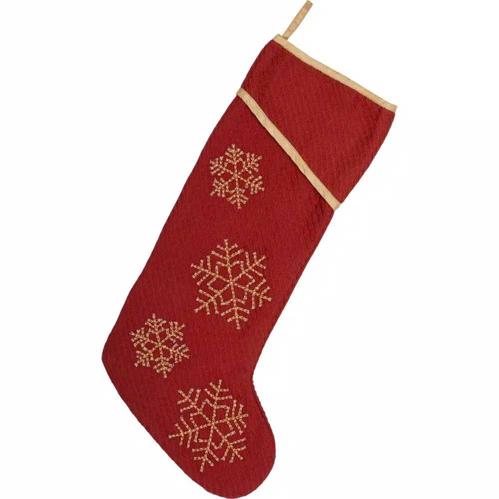 VHC Brands 20 In. Cotton/Nylon Revelry Brick Red Traditional Christmas Decor Stocking 1 VHC Brands 20 In. Cotton/Nylon Revelry Brick Red Traditional Christmas Decor Stocking