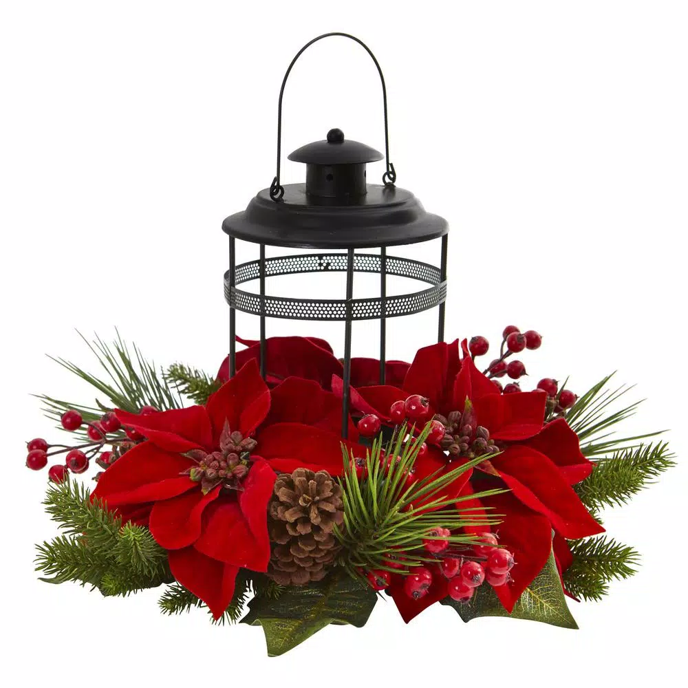 Nearly Natural Poinsettia Berry Pine Artificial Arrangement Candelabrum 1 Nearly Natural Poinsettia Berry Pine Artificial Arrangement Candelabrum
