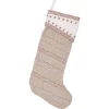 VHC Brands 20 In. Cotton/Felt Liv Pebble Grey Traditional Christmas Decor Stocking
