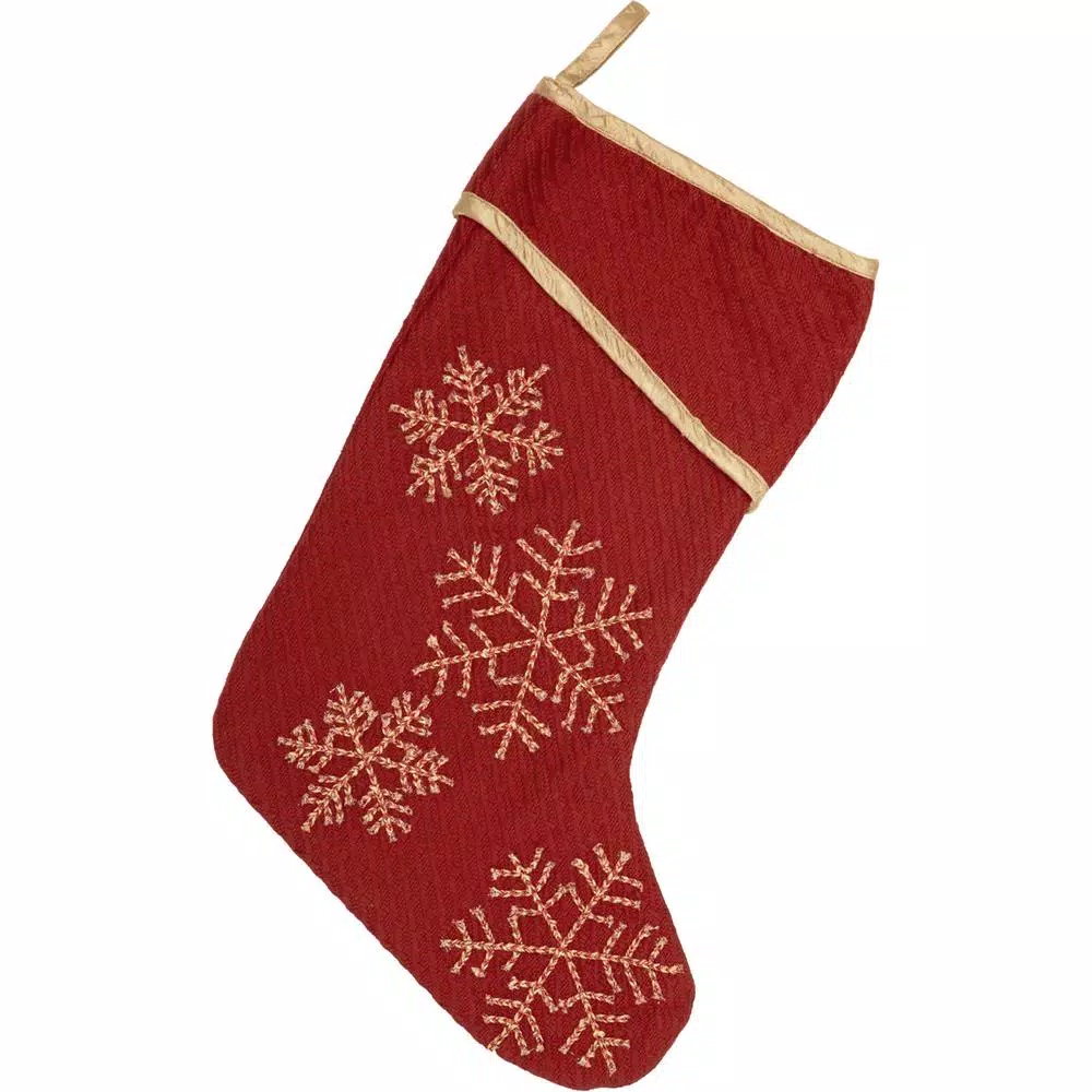 VHC Brands 15 In. Cotton/Nylon Revelry Brick Red Traditional Christmas Decor Stocking 1 VHC Brands 15 In. Cotton/Nylon Revelry Brick Red Traditional Christmas Decor Stocking
