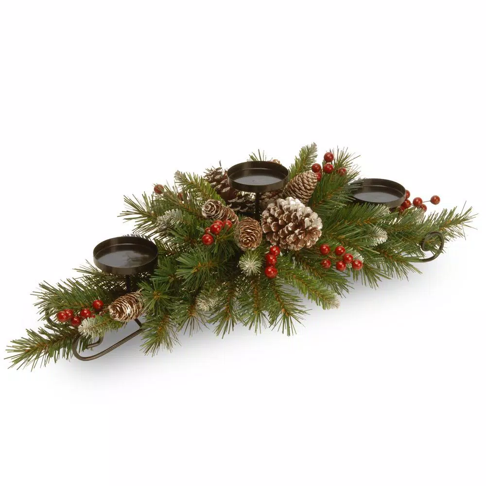 National Tree Company 30 In. Frosted Berry Centerpiece And Candle Holder 1 National Tree Company 30 In. Frosted Berry Centerpiece And Candle Holder