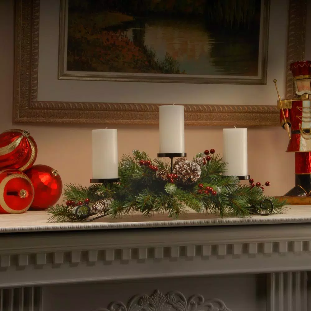 National Tree Company 30 In. Frosted Berry Centerpiece And Candle Holder 2 National Tree Company 30 In. Frosted Berry Centerpiece And Candle Holder - Image 2