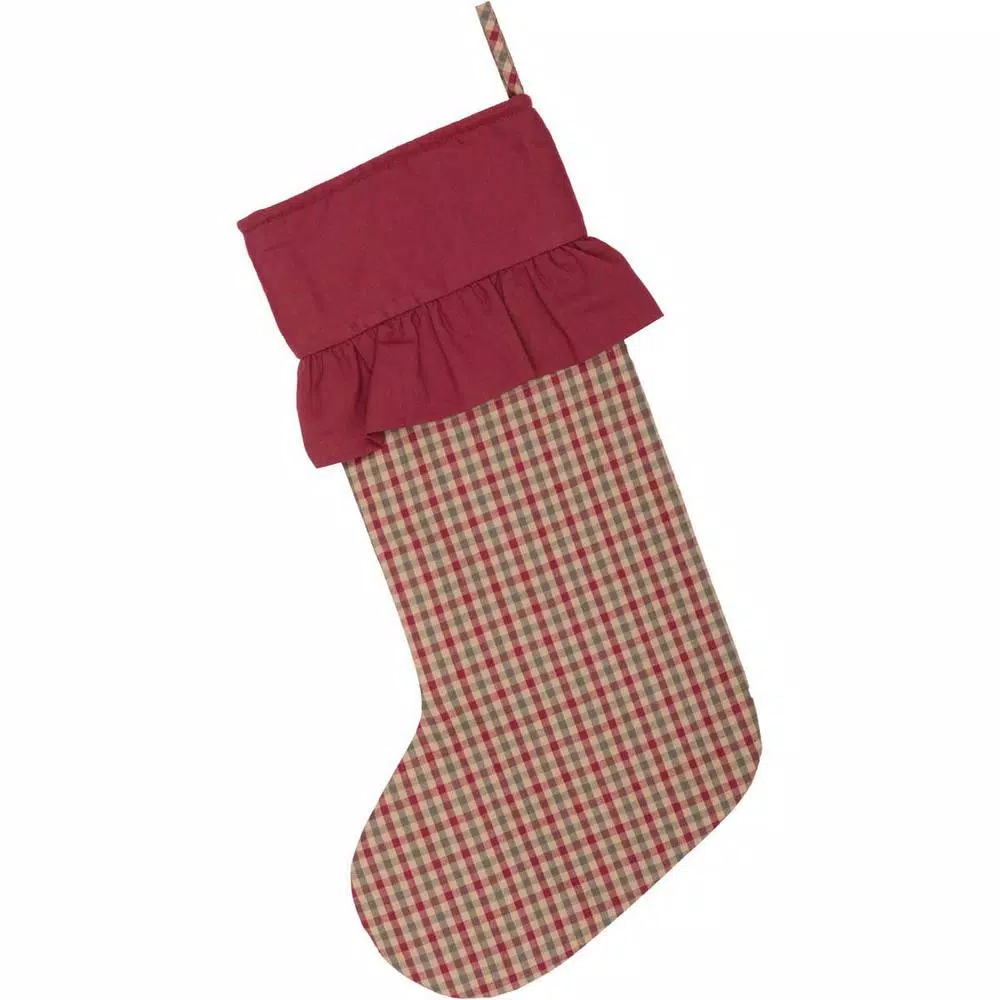 VHC Brands 20 In. Jonathan Plaid Natural Tan Traditional Christmas Decor Stocking 2 VHC Brands 20 In. Jonathan Plaid Natural Tan Traditional Christmas Decor Stocking - Image 2