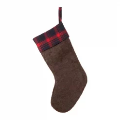 Glitzhome 19 In. L Plush Stocking With Plaid Cuff -Indoor-Christmas-Decorations Sales unnamed file 810