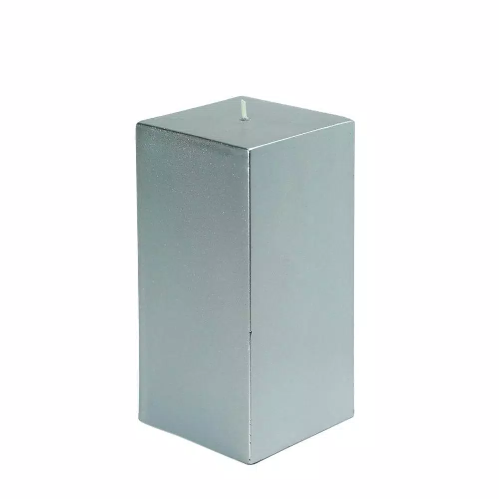 Zest Candle 3 In. X 6 In. Metallic Silver Square Pillar Candle Bulk (12-Box) 1 Zest Candle 3 In. X 6 In. Metallic Silver Square Pillar Candle Bulk (12-Box)