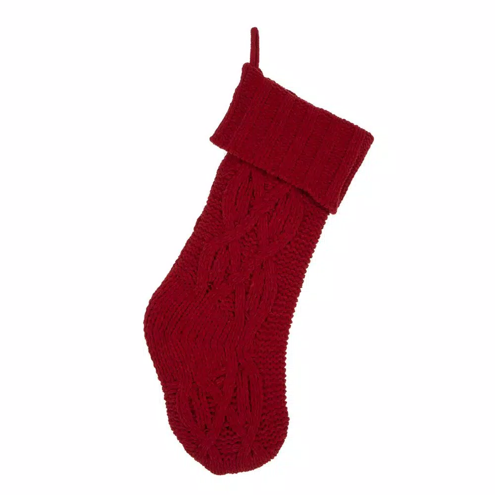 Glitzhome 22 In. Knitted Polyester Red Christmas Decoration Stocking (2-Pack) 2 Glitzhome 22 In. Knitted Polyester Red Christmas Decoration Stocking (2-Pack) - Image 2