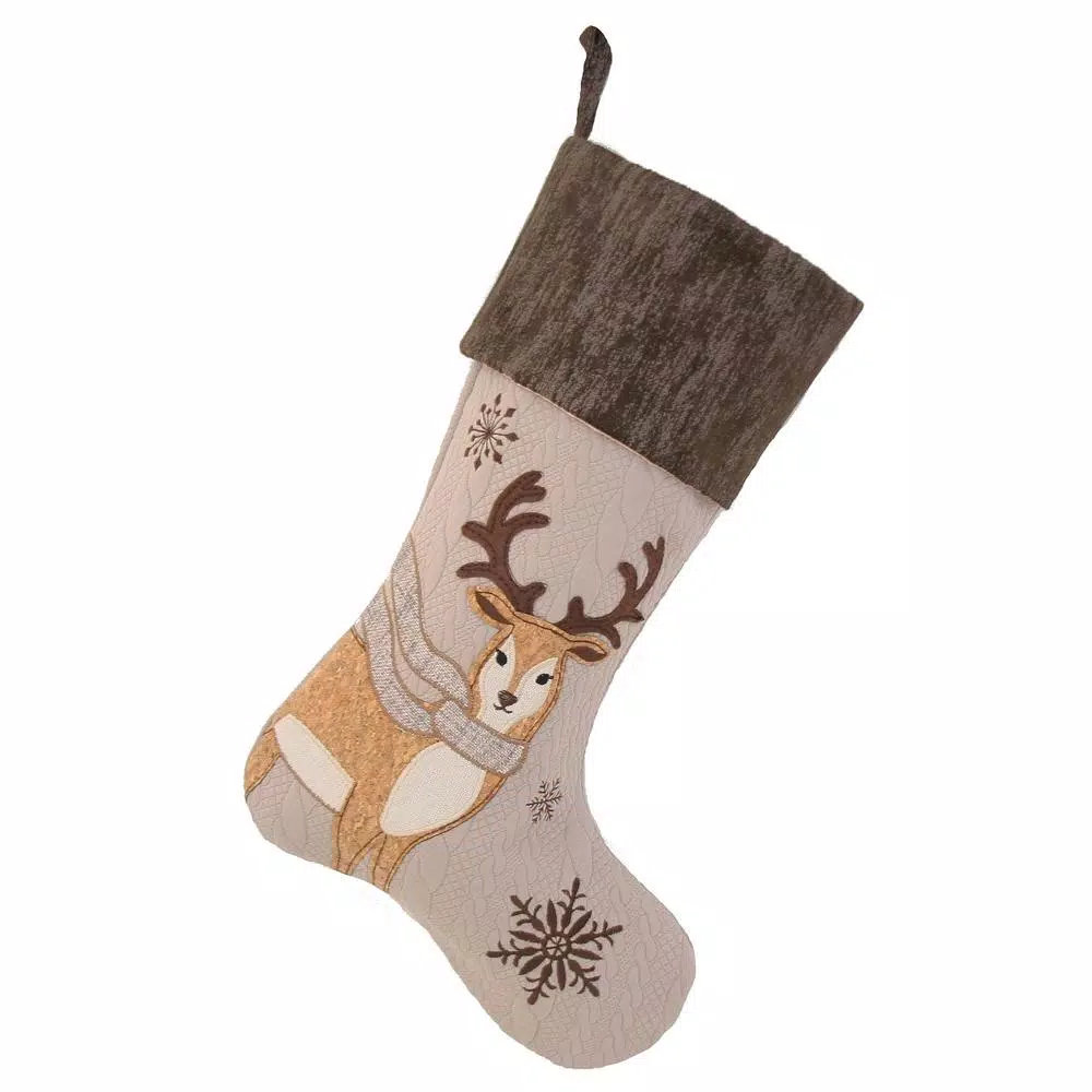 Manor Luxe 20 In. Cozy Reindeer Christmas Stocking 1 Manor Luxe 20 In. Cozy Reindeer Christmas Stocking
