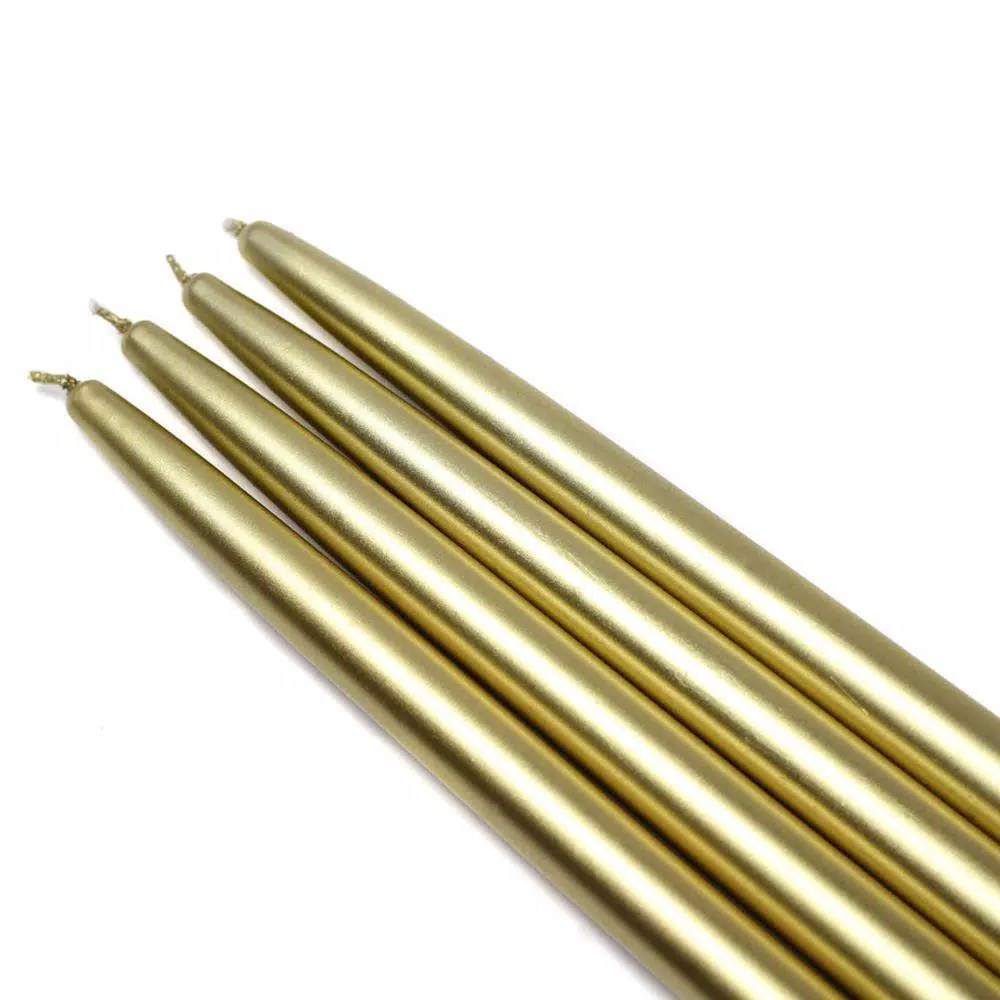Zest Candle 10 In. Metallic Gold Taper Candles (12-Set) 2 Zest Candle 10 In. Metallic Gold Taper Candles (12-Set) - Image 2