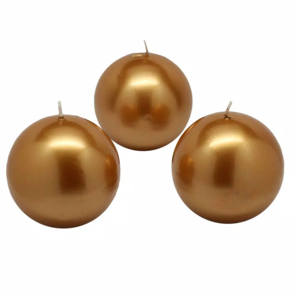 Zest Candle 3 In. Metallic Gold Ball Candles (6-Box) 1 Zest Candle 3 In. Metallic Gold Ball Candles (6-Box)