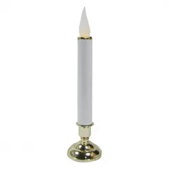 Brite Star 10 In. Warm White Flame Chatham Candle With Shiny Gold Base (Set Of 2)