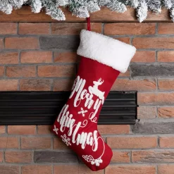 Glitzhome 21 In. H Fabric Stocking, In. Merry Christmas In -Indoor-Christmas-Decorations Sales unnamed file 930