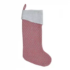 VHC Brands 20 In. Cotton And Wool Cotton/Viscose Tannen Deep Red Traditional Christmas Decor Stocking