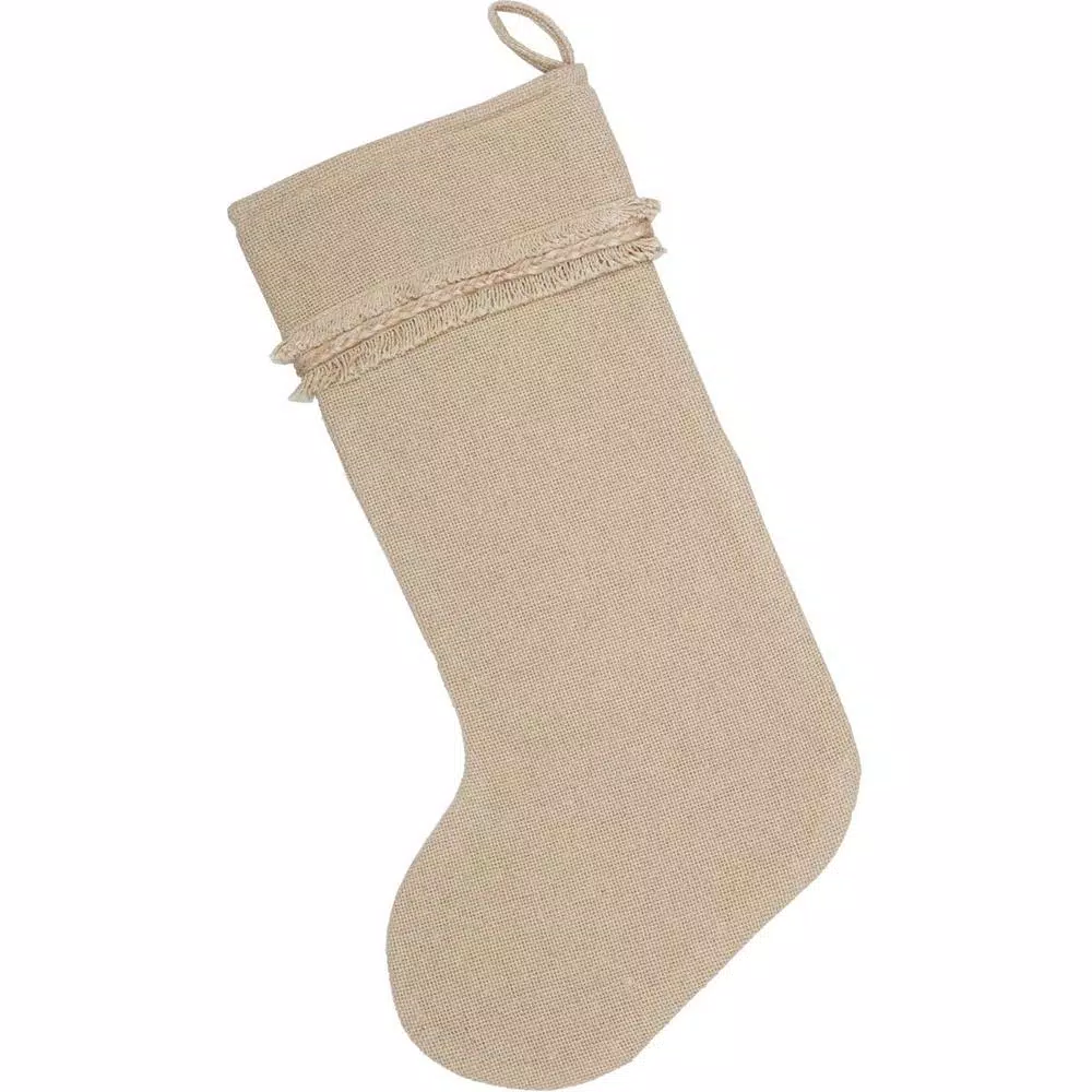 VHC Brands 20 In. Cotton Green Vintage Burlap Stripe Farmhouse Christmas Decor Stocking 2 VHC Brands 20 In. Cotton Green Vintage Burlap Stripe Farmhouse Christmas Decor Stocking - Image 2