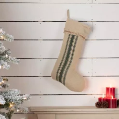 VHC Brands 20 In. Cotton Green Vintage Burlap Stripe Farmhouse Christmas Decor Stocking 5 VHC Brands 20 In. Cotton Green Vintage Burlap Stripe Farmhouse Christmas Decor Stocking -Indoor-Christmas-Decorations Sales unnamed file 993
