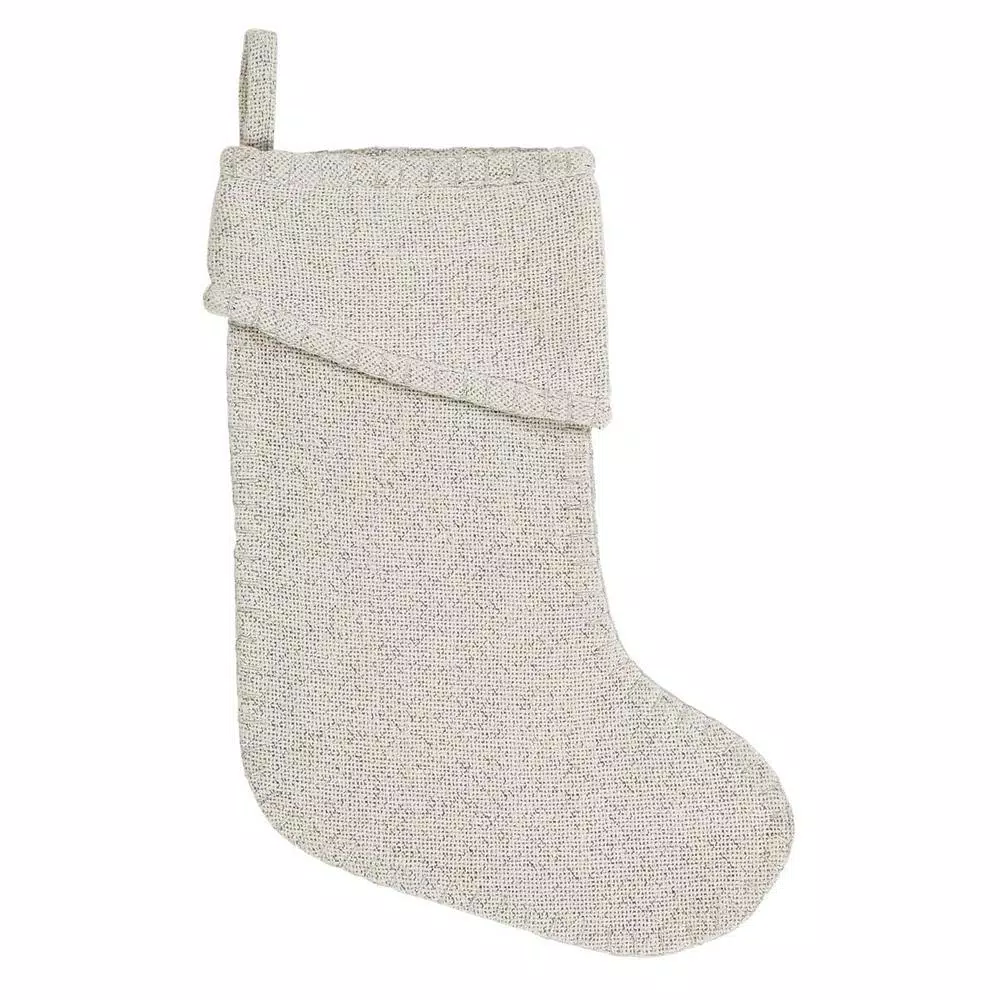 VHC Brands 15 In. Cotton/Metallic Thread Creme Nowell Farmhouse Christmas Decor Stocking 1 VHC Brands 15 In. Cotton/Metallic Thread Creme Nowell Farmhouse Christmas Decor Stocking